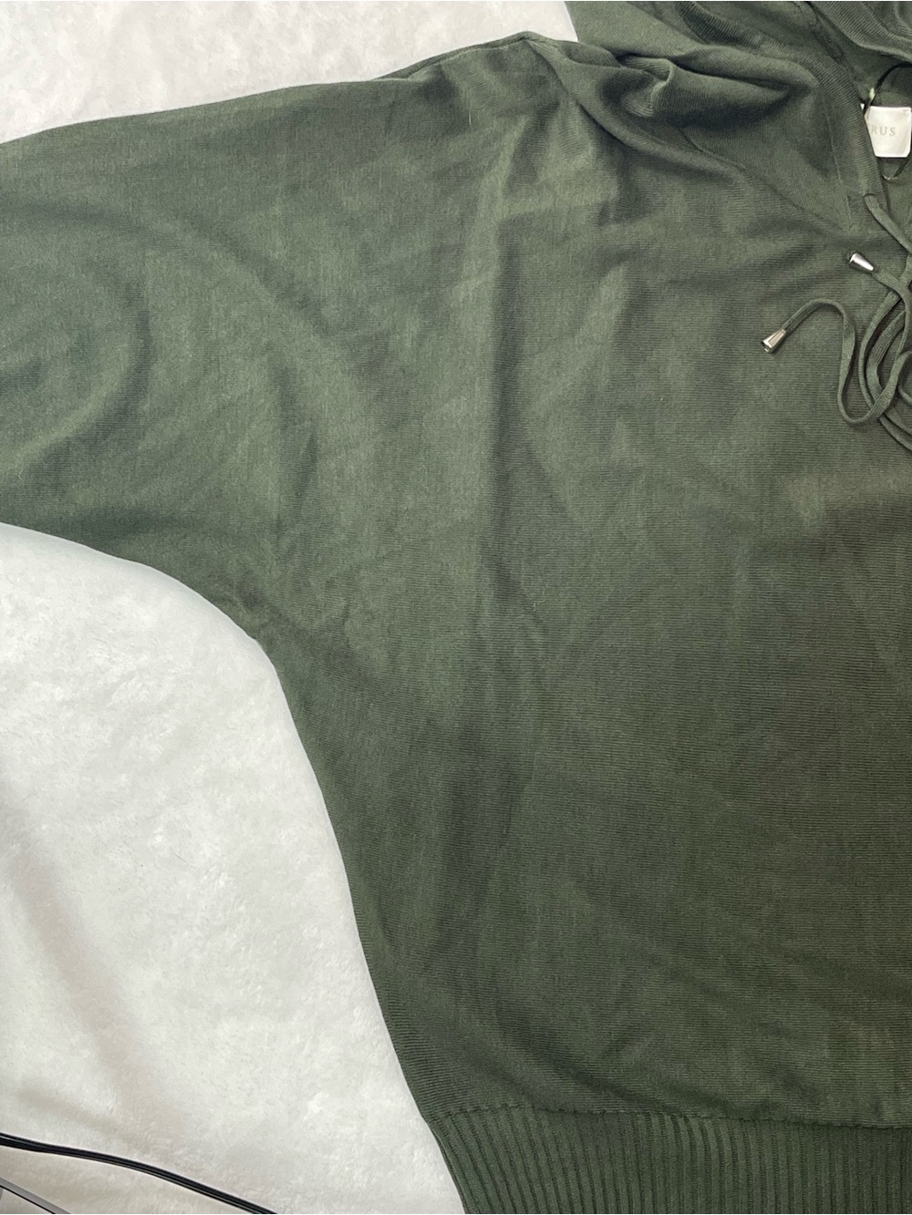 Cyrus Olive Green Crewneck Hooded Sweater w/batwing arms. Trendy versatile cute - Picture 8 of 10